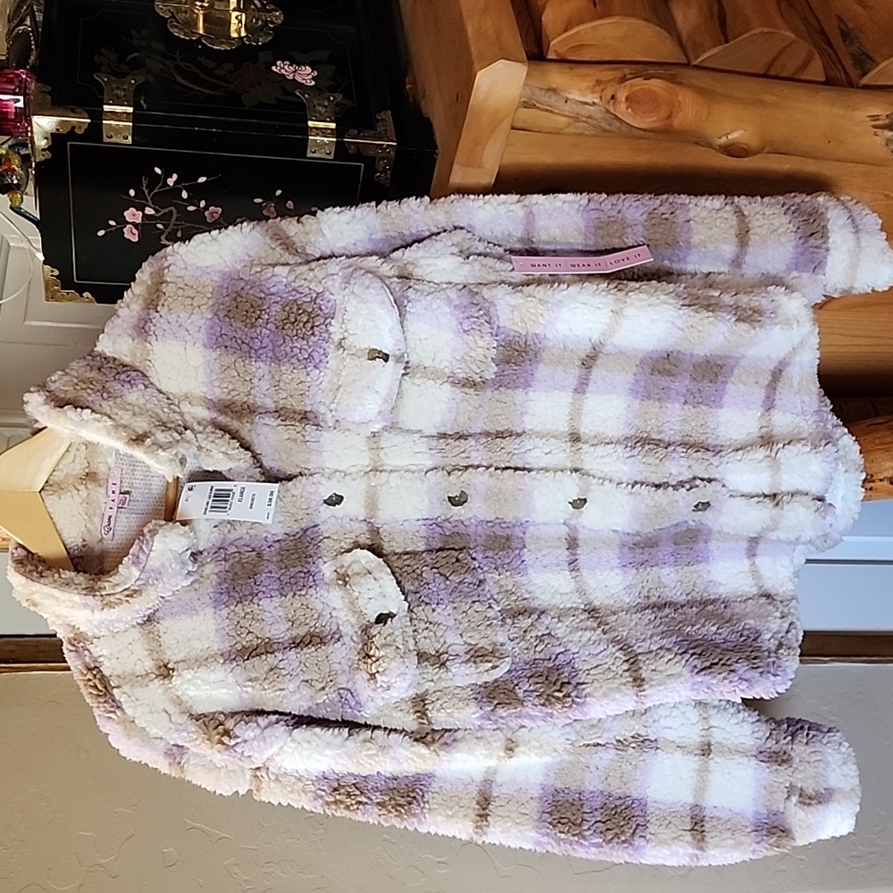 Crave Fame Plaid Sherpa jacket